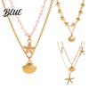Layered Necklace Double Layer Shell Pendant Lightweight Hypoallergenic Women Faux