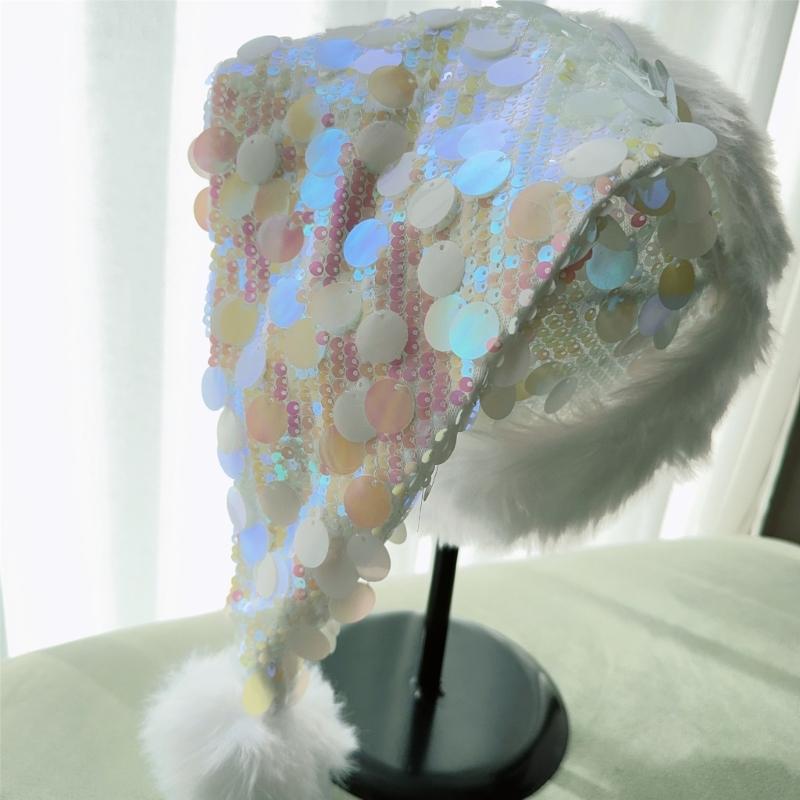 Christmas Hats for Holiday Celebration Festival Props Hat All Age Small Large Sequined Santa Caps Party Gathering Headwear