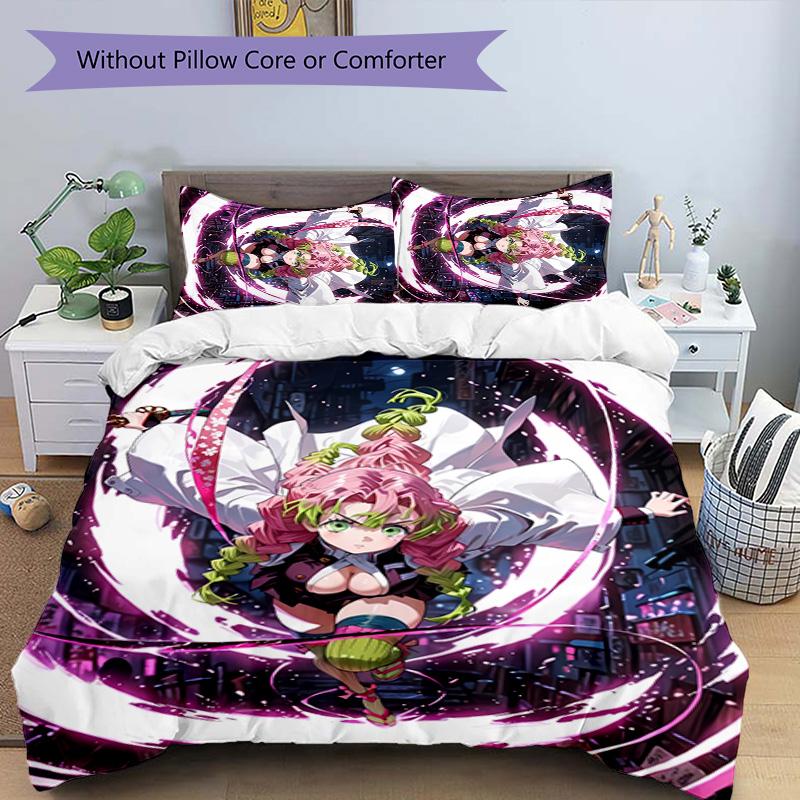 3pcs Demon Slayer Characters2 Pattern Bedding Set Duvet Cover Set Includes Duvet Cover &pillowcases, Perfect All Season Bedroom Decoration & Gift
