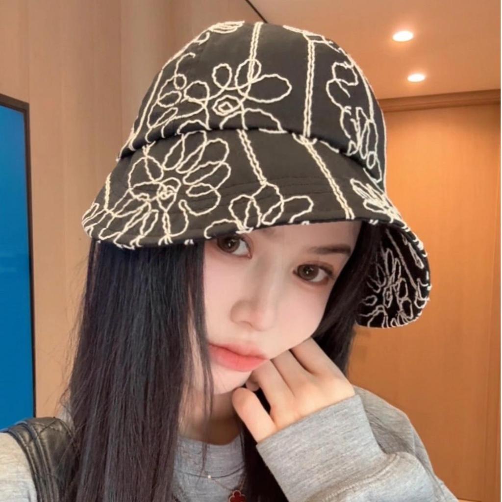Sun Hat Embroidery Big Eaves Hat Casual Style Cap Summer Bucket Hat Fashion