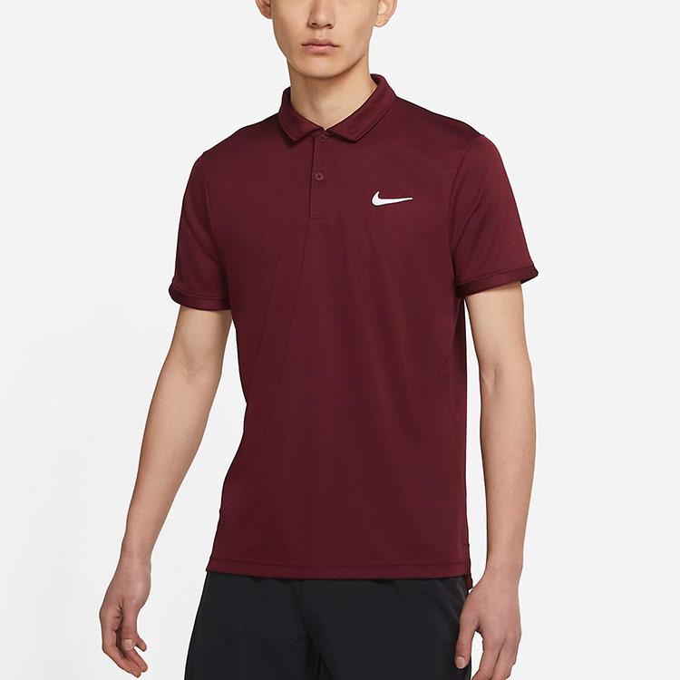 Nike Running Training Sports Quick-Dry Breathable Short Sleeve Polo Men Tops Burgundy CW6851-638