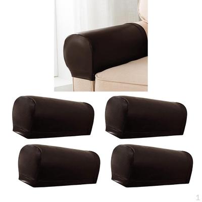 2 Pairs Stretch Armrest Cover Seersucker Spandex Slipcovers Anti-Stain Washable Couch Coffee