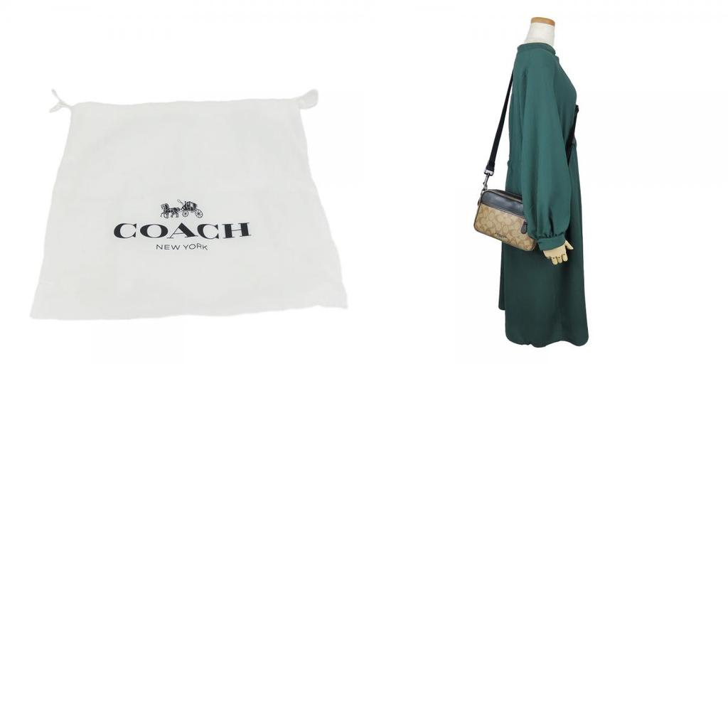 Used COACH Shoulder Bag F50715 Signature leather/PVC black Brown