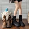 2025 short boots women's rad wind boots autumn brown pile thick-soled beauty new Martin boots knight boots trousers