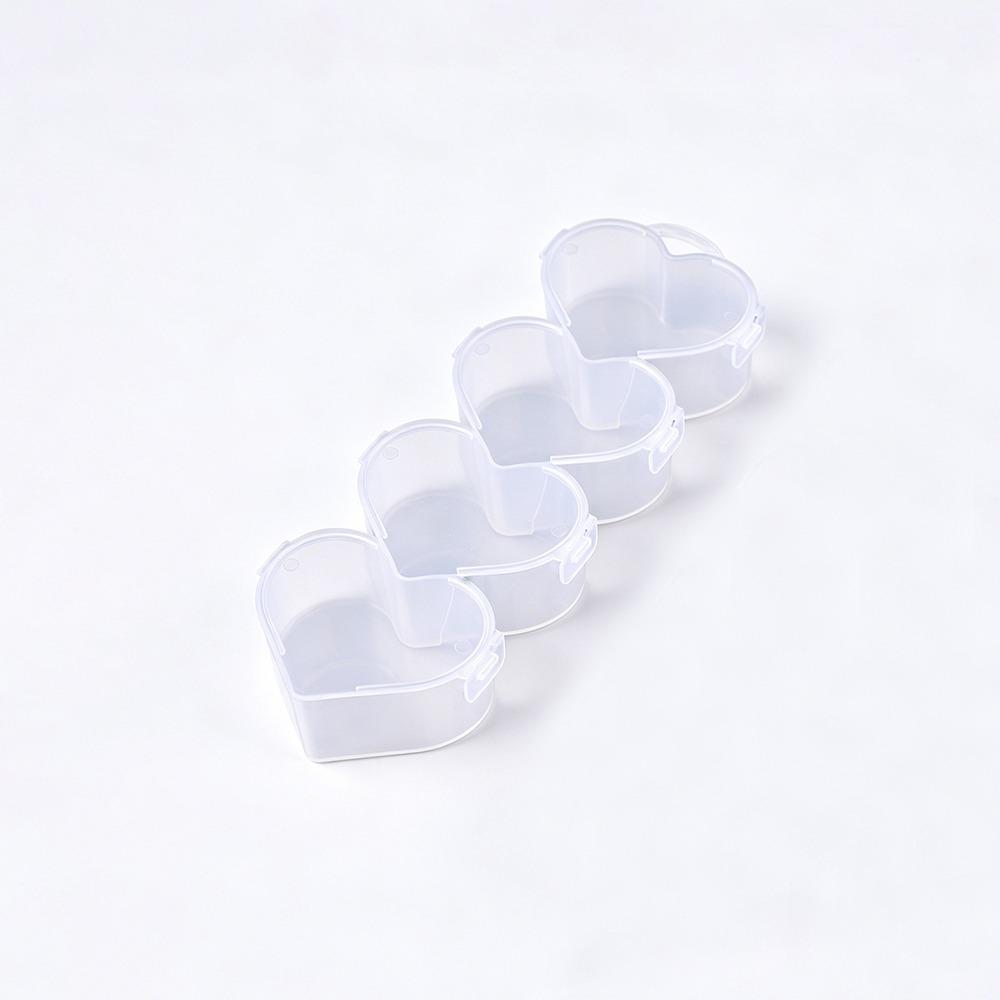 Four-grid Transparent Plastic Storage Box Transparent Plastic Earring Organizer  Jewelry Storage heart shaped