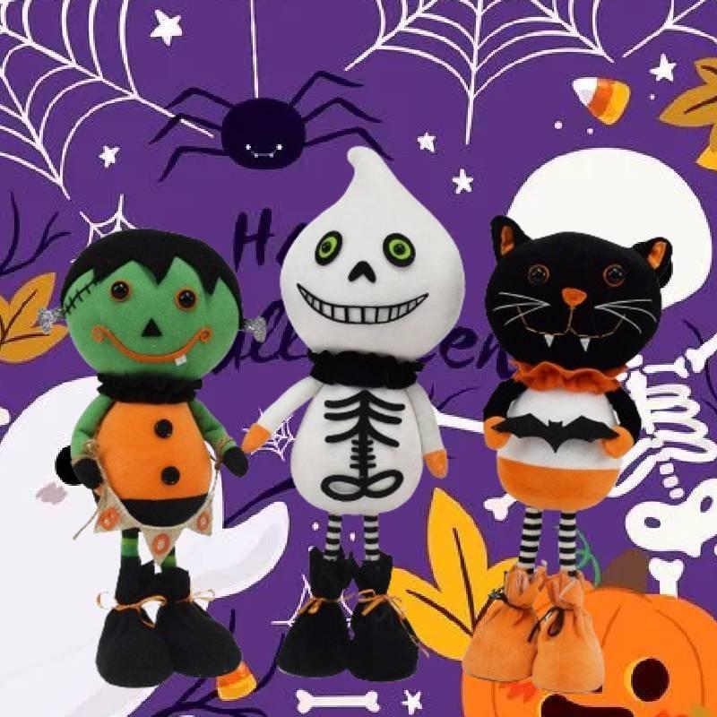 Cute Halloween Plush Figurines Ghost Black Cat Decorations