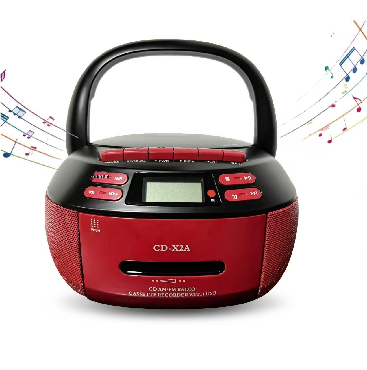 

Bluetooth Boombox Stereo with CD, Cassette, and AM/FM Radio UK Version червоний