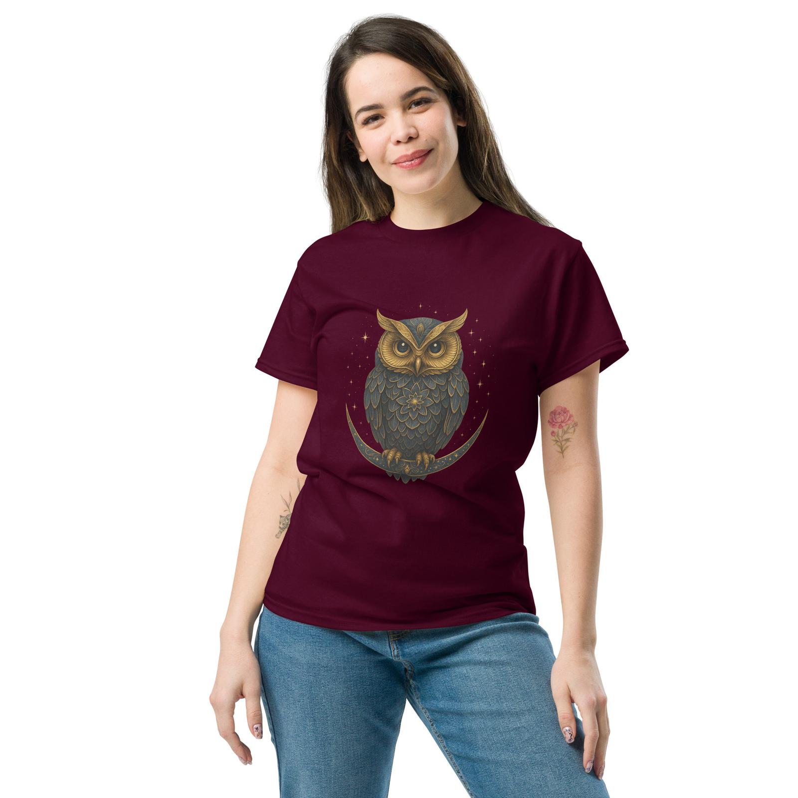 Mystical Owl Moon Shirt Gothic Celestial Vintage Boho T-Shirt Mens Womens Tees Top Unisex Gift 4XL