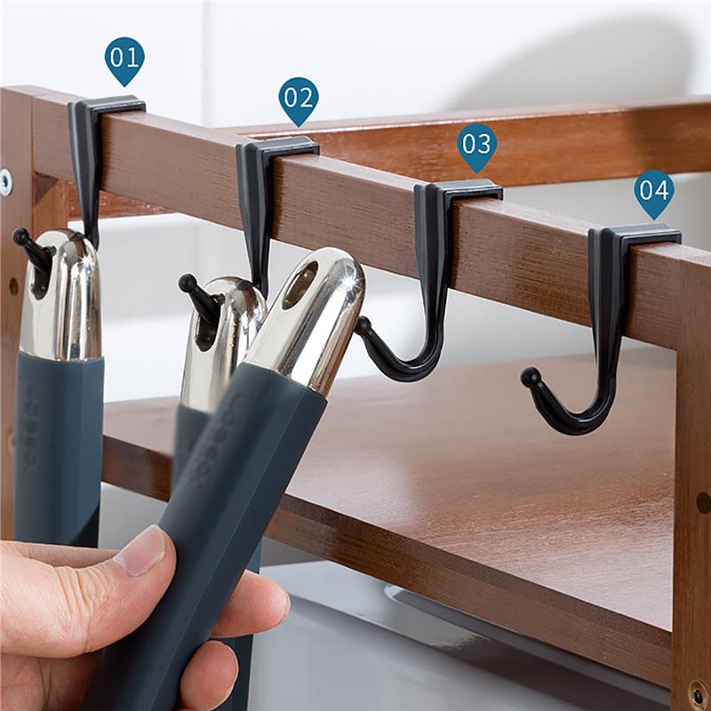 Kitchen Microwave Oven Storage Rack 1 Layer Bamboo Adjustable Countertops Organizer Shelf Hanging Hook Chopping Board Holder
