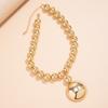 Exaggerated Earring Necklace Set Gold Silver Half Ball Bead Punk Rock Necklace Metal Pendant Metal String Beads Necklace