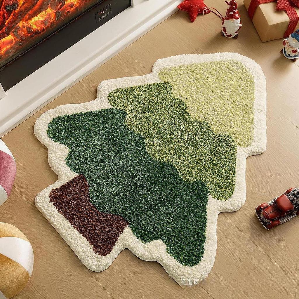 Tappeto Rettangolare Albero di Natale per Decorazioni Natalizie, Tappetino Antiscivolo per Bagno