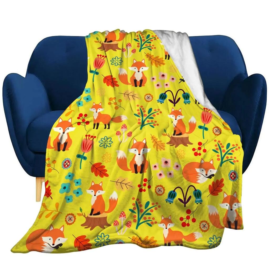 Orange Fox Soft Throw Blanket All Size Lightweight Flannel Blanket for Couch Bed Sofa Travel for Teen Adults Animal Blanket,gift