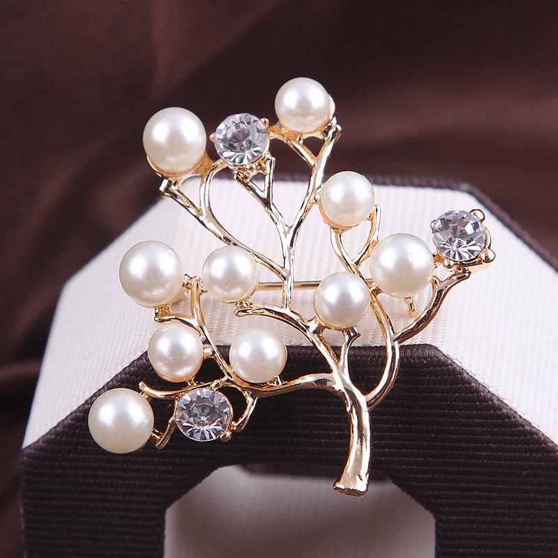 Lanhao Hot-Selling Pearl Swan Rhinestone Flower Brooch - Japanese & Korean Fashion Accessories for Women