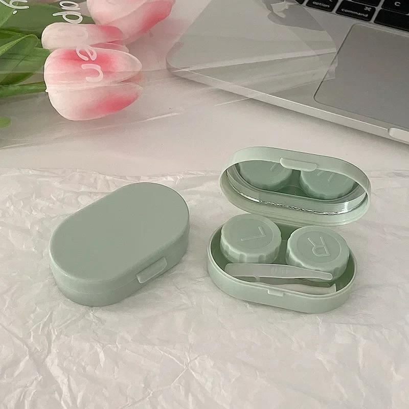Contact Lens Case Smooth Travel Lady Holder Storage Eye Care Container with Mirror Lenses Box Contact Lens Inserter Remover