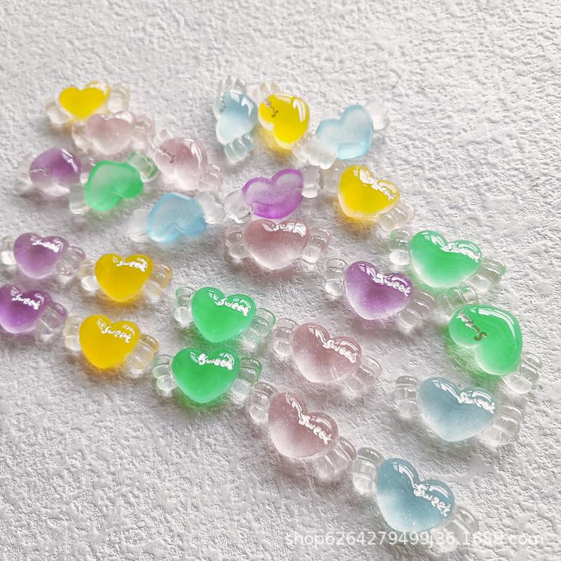 Heart Wing Candy Resin Sticker for DIY Magic Wand & Hair Accessories (2.8x1.4cm)