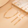 Ingemark Vintage Imitation Perlen Kristall Halsketten Damen Trendy Elegant Goldfarbe Metall Pullover Lange Kette Neujahr Schmuck
