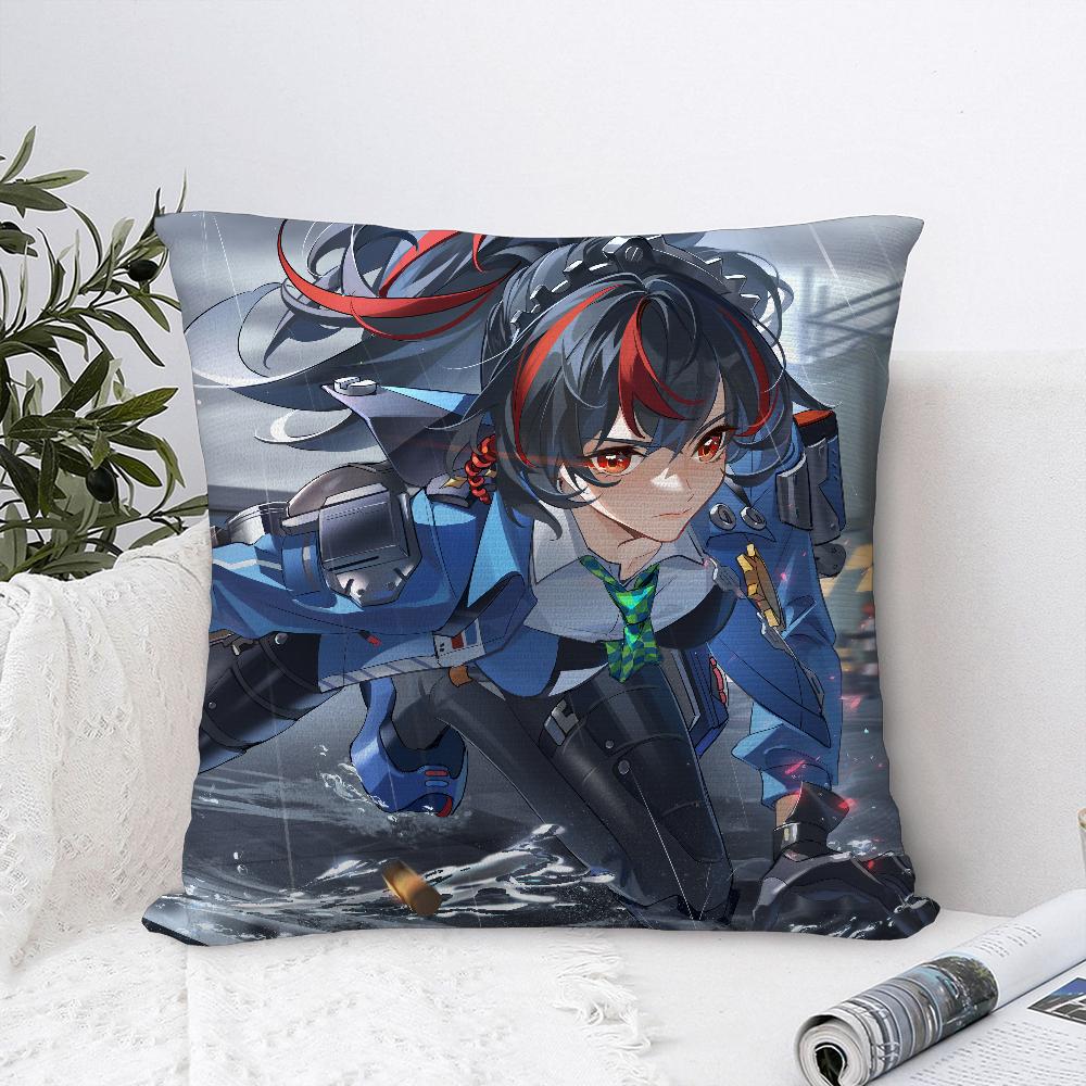 Zhu Yuan Zenless Zone Zero Pillow Case Sofa Decorative Home Double-Sided Print Plush Square Throw Pillow Covers Cushion Decor