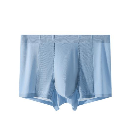 Men Boxer Underwear Mid-rise Tight Cut High Elasticity Shorts Briefs Solid Color Breathable Holes Design U-Convex Panties