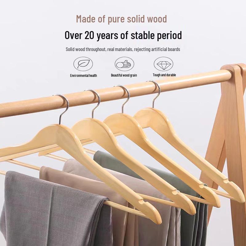 Solid Wood Clothes Hanger for Clothing Stores, Hotels, Home Storage - Suitable for Children and Adults, Simple and Practical Design