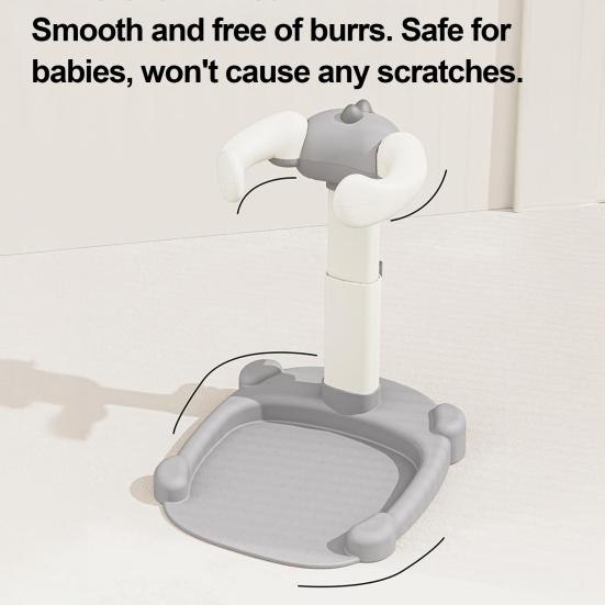 Baby Dusjstativ med Justerbar Høyde Armlene Anti-Klem Design Stabil Trekantet Base Ergonomisk Støtte Badestativ