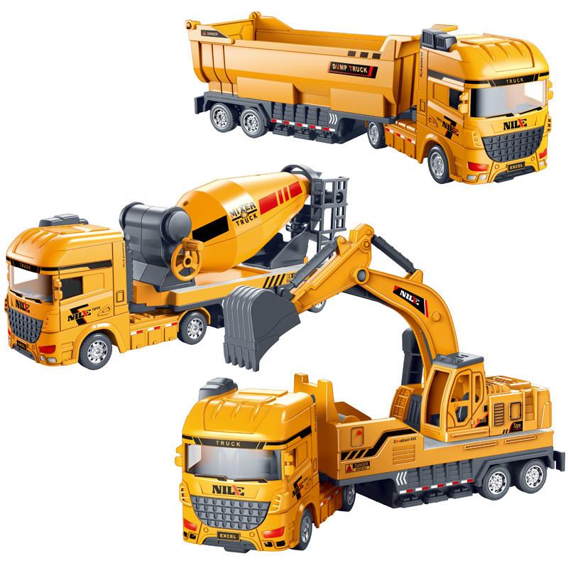 Simulation Mixer Excavator Truck Mounted Soil Truck Toy Model Can Rotate