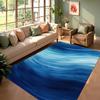 Carpet Mat Rug Home Decoration Blue Wave Pattern White Floor Mat Non-Slip Living Room Area Rug with Water Ripple Gradient Design