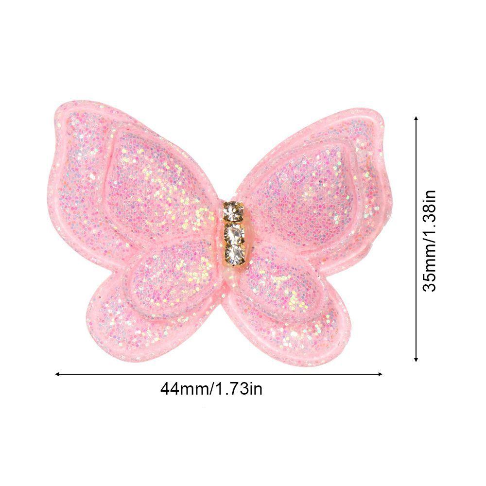 10 Stück 44x35mm Netz Glitzer Schmetterlingsaufnäher Doppellagige Kleideraufnäher Hut Schuhe Nähen