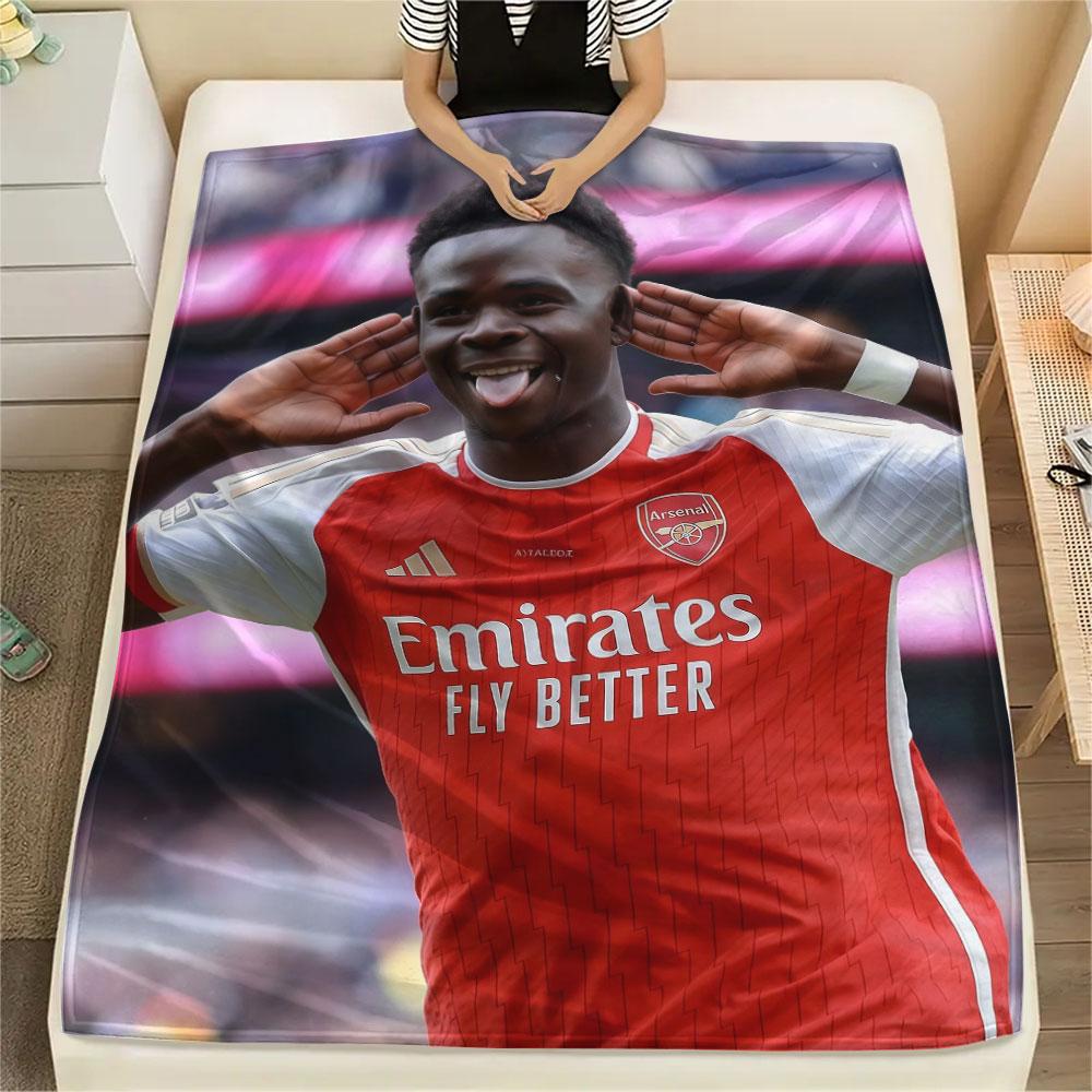 Bukayo Saka Printed Flannel Blanket, soft throw for bedroom sofa, washable, fan merchandise, great gift.