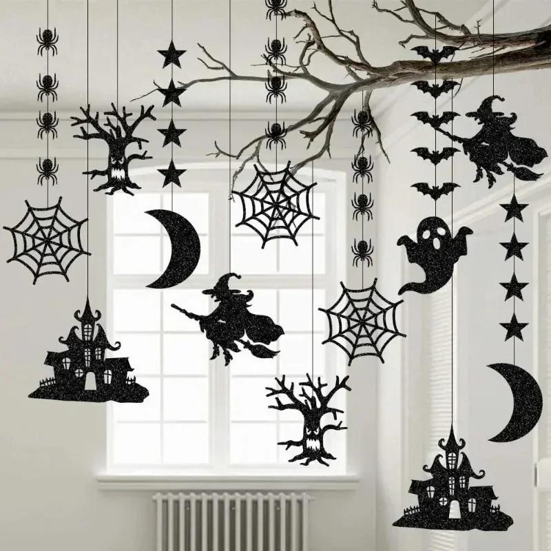 6 Pcs Halloween Ghost Witch Hanging Pendant Happy Halloween Decoration for Home Trick or Treat Photo Prop Halloween Suppiles