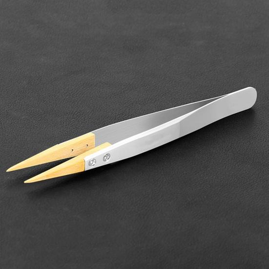 Precision Antimagnetic Tweezers with Sharp No. 27 Tip Scratch-free Electronics Repair Tweezers Glasses Repair Tool
