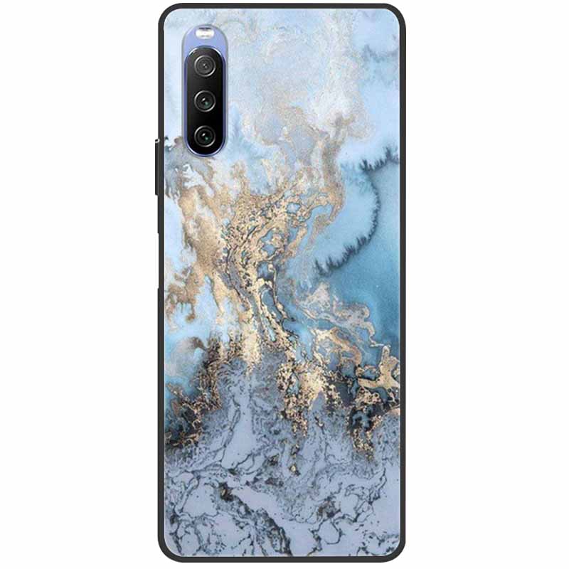 Soft Cover For Sony Xperia 10 III Case 5 III Soft Silicone Black Cases for Sony Xperia 1 III / Xperia1 XZ4 Covers Cool Marble