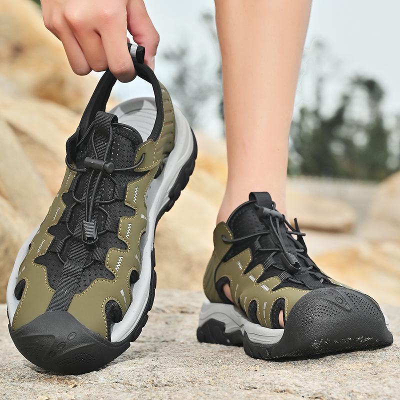 

Сандалии Baotou мужские спортивные нескользящие летние новые дышащие повседневные уличные пляжные туфли 39 армия зеленый