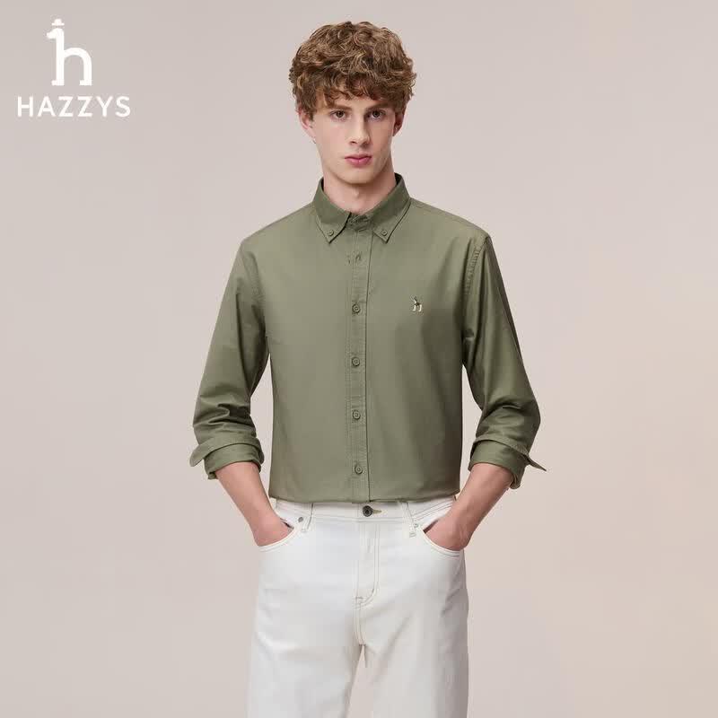HAZZYS Men's Oxford Cloth Casual Long Sleeve Shirt
