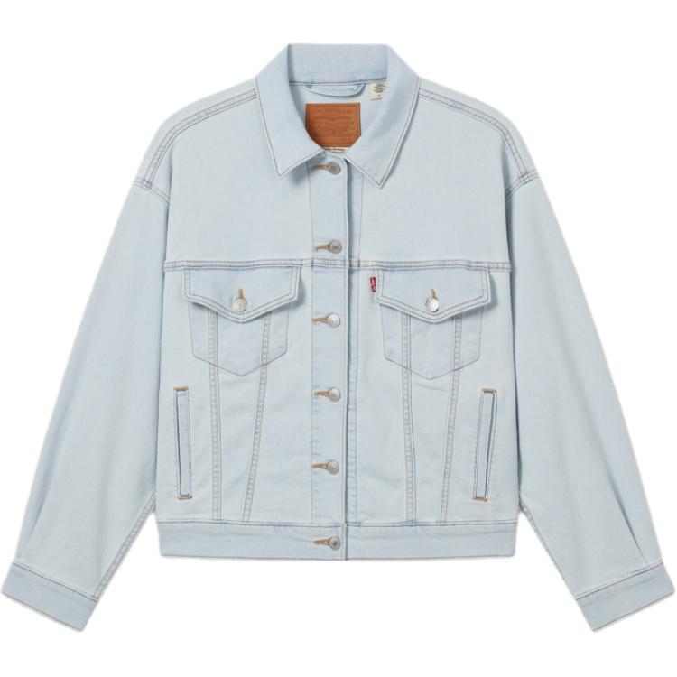 Levis Loose Soft Comfortable Casual Denim Jacket With Collar Long Sleeve Women jackets Light-Blue A1743-0146