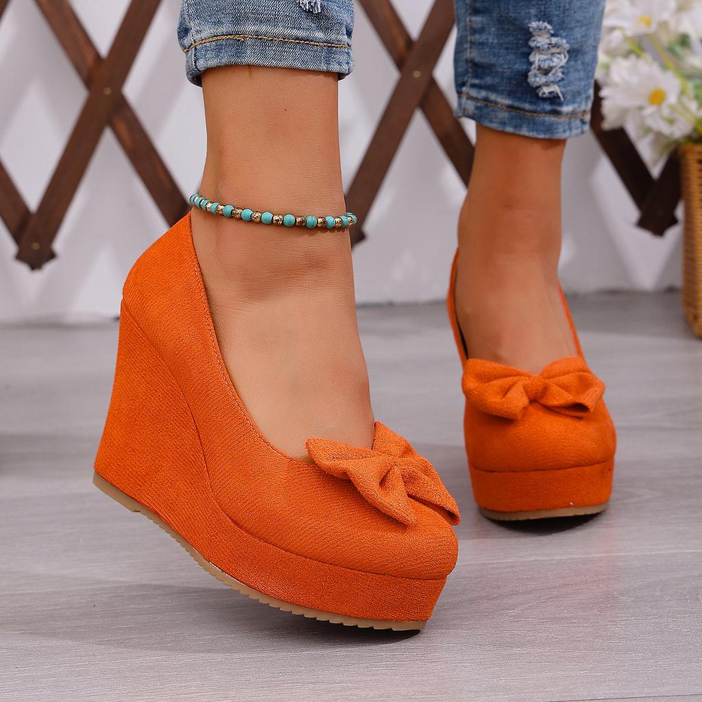 Spring/Autumn Pointed Toe Wedge Heel Shoes for Women, Fashionable Thick Sole Low-Cut High Heels, Women's Shoes 2026