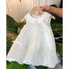 Girl S White Sleeveless Princess Dress For Birthday Piano Performance