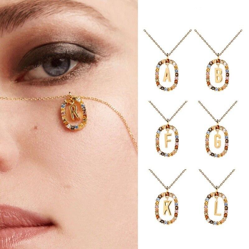 925 Sterling Silber Buchstaben A -Z Initiale MSCK Alphabet Pendente Lange Kette Halskette Say My Name Feiner Schmuck Bijoux Dz476