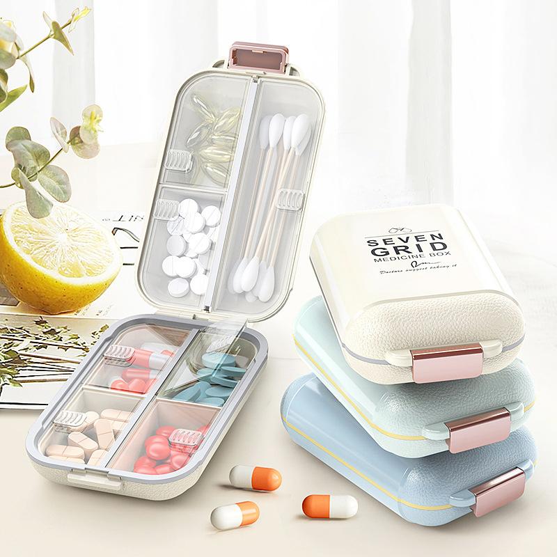 Tragbare kleine Medikamentenbox Feuchtigkeitsgeschützt Versiegelt Klappdeckel-Design Wasserdichtes Design Vitamin- und Medikamentenaufbewahrungsbox