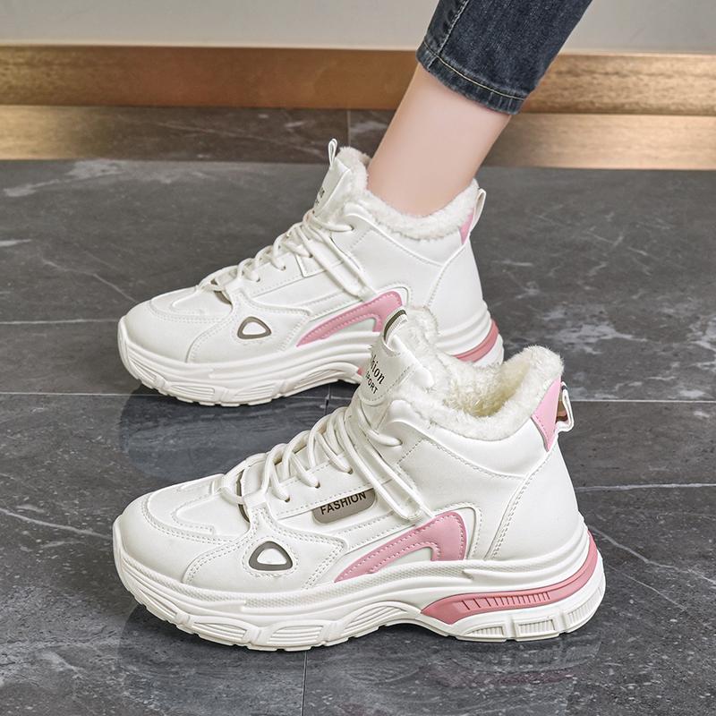 36-43 Women's Plus Size Fashionable Plus Velvet Warm Casual High Top Cotton Shoes Snow Boots Sports Women's Cotton Shoes