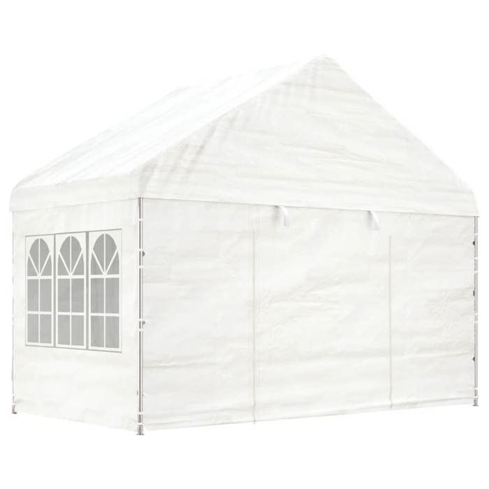 VidaXL Belvédère avec toit blanc 15,61x4,08x3,22 m polyéthylène, tente de fête, chapiteau, abri à auvent, pavillon, tente 3155491