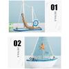 Mini Mediterranean Style Marine Nautical Wooden Blue Sailing Boat Ship Wood Crafts Sea Ornaments Party Room Home Decoration
