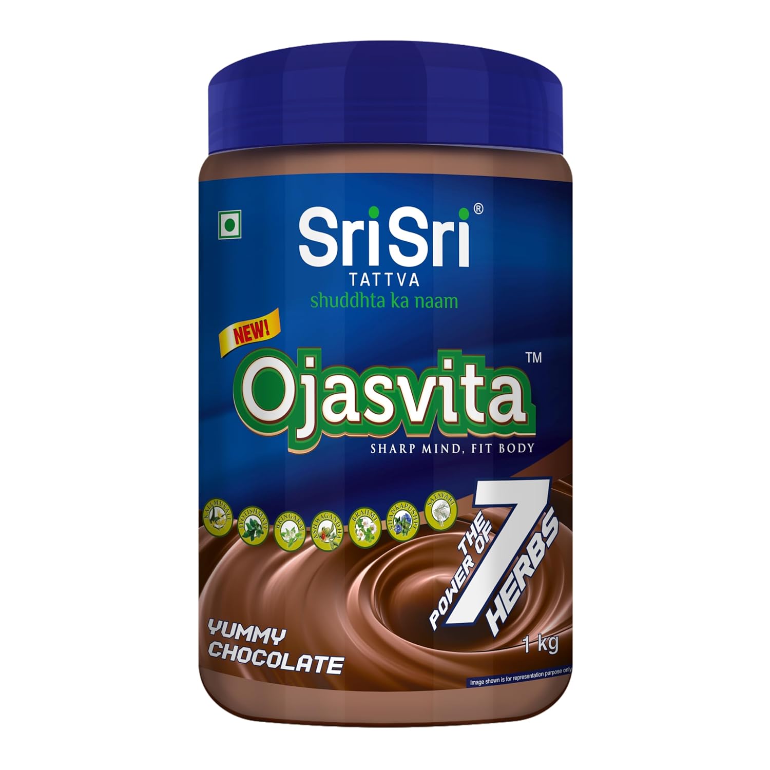 Sri Sri Tattva Ojasvita Chocolate Milk Mix 1kg | 7 Herbal Energy Drink for Sharp Mind and Immunity