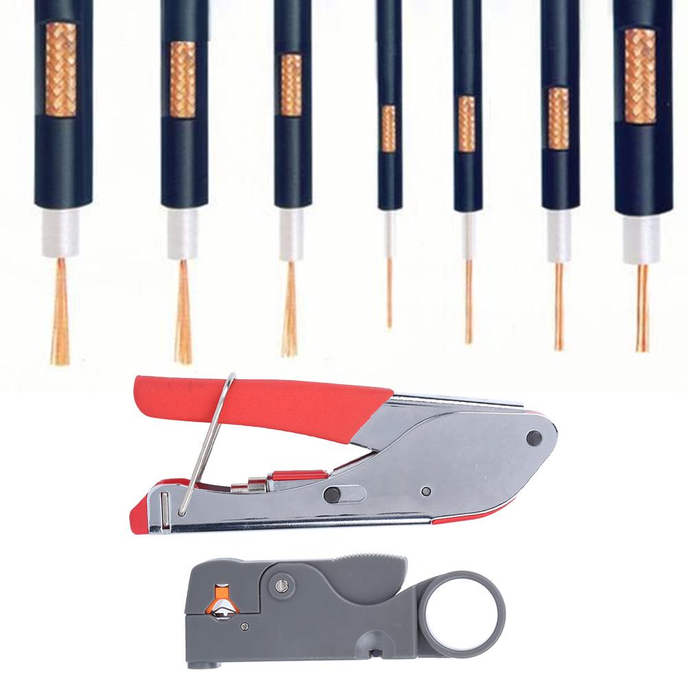 22PCs Cable Crimping Cutter Multifunction Crimper Coaxial F Head Crimping Tool Wire Stripper
