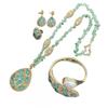 Elegant Vintage Pearl Jewelry Set Women Necklace Earrings Bracelet Ring With Waterdrop Heart Bell Charms In Gold Plated Finish
