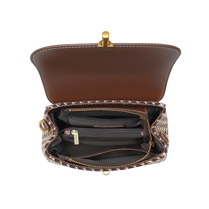 Geantă nouă Crossbody cu geantă de umăr mică, de lux, din material Houndstooth, de înaltă calitate