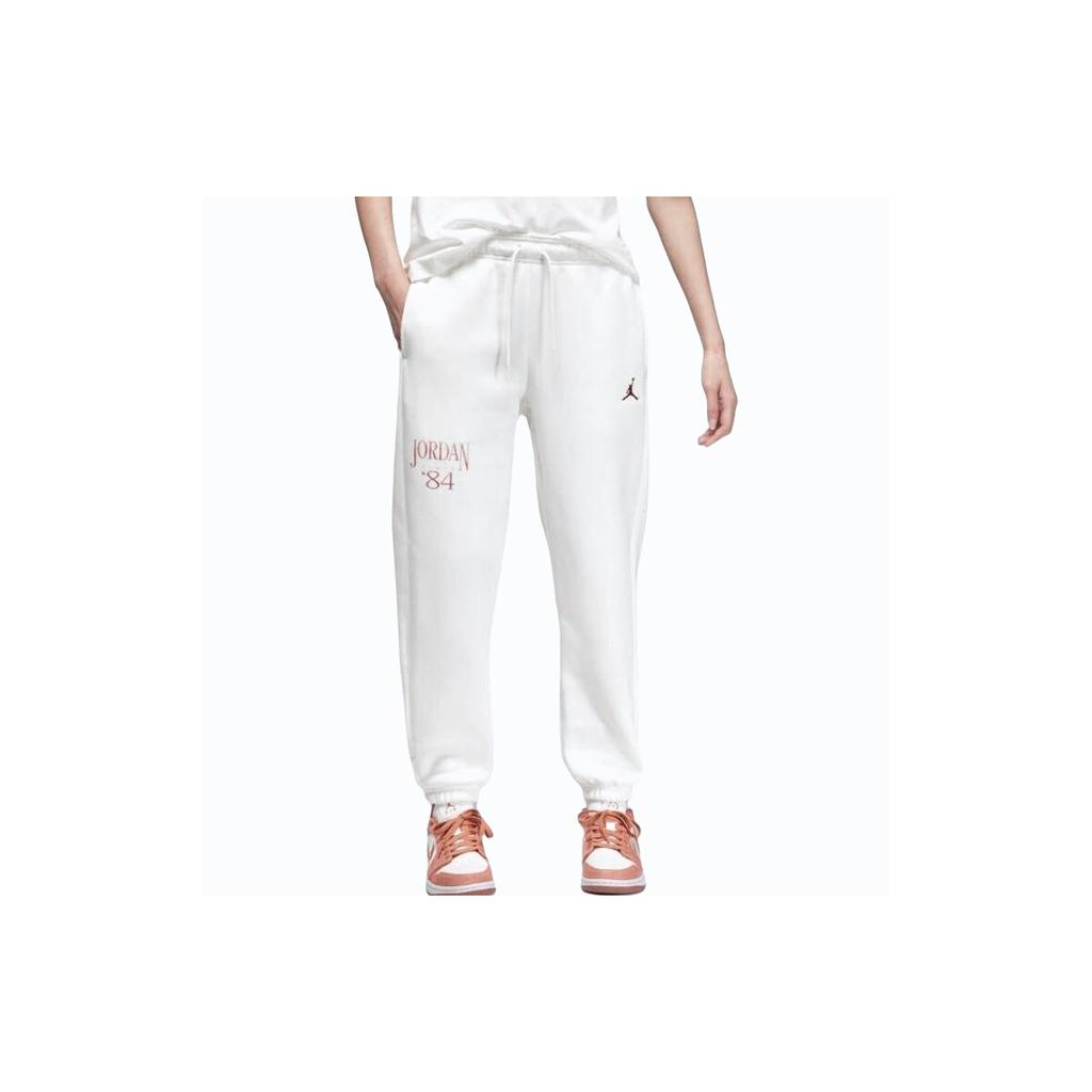 Jordan Calças de Jogging de Tricô com Punho de Lã com Estampa de Letras Brooklyn Mulher Calças de Jogging Branco FN5441-133