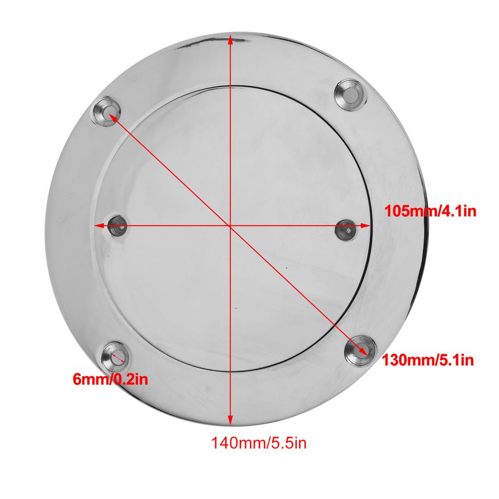 Stainless Steel Deck Plate 4in 316 Stainless Steel Deck Cover Plate with Hole Key for Yacht Marine Hardware Accessory Deck Plate