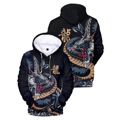 Chinesischer Drache Lustiges Muster Herren Hoodies Bequeme Fleece Pullover Mode Alle-Spiel Tasche Streetwear Neue Kleidung