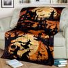 Halloween Pumpkin Ghost Print Flannel Blanket Cozy Warm Throw Bedroom Sofa Present Indoor Home Holiday Lounge Bedding Decor