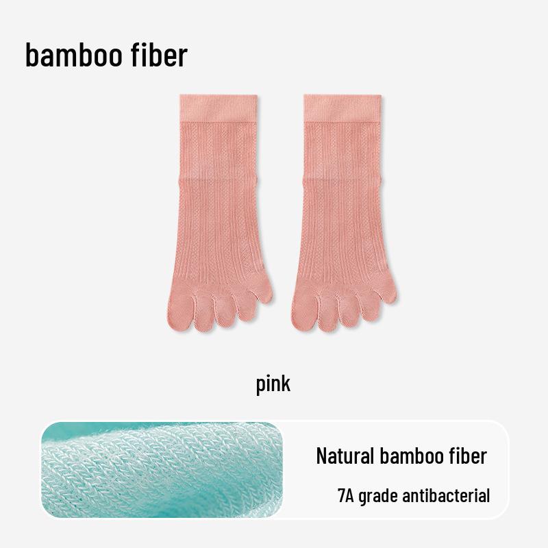 Women's Bamboo Five-Toe Socks - Breathable, Sweat-Absorbing, Antibacterial, Deodorizing, Long Split-Toe Socks for Spring & Summer